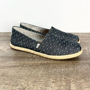 Toms blue polka dot espadrilles shoes size 8.5 slip on